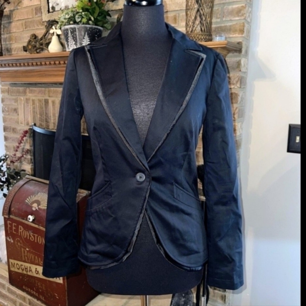 Womens AX Armani Exchange Single Button Front Navy Blazer Natch Lapel Size S